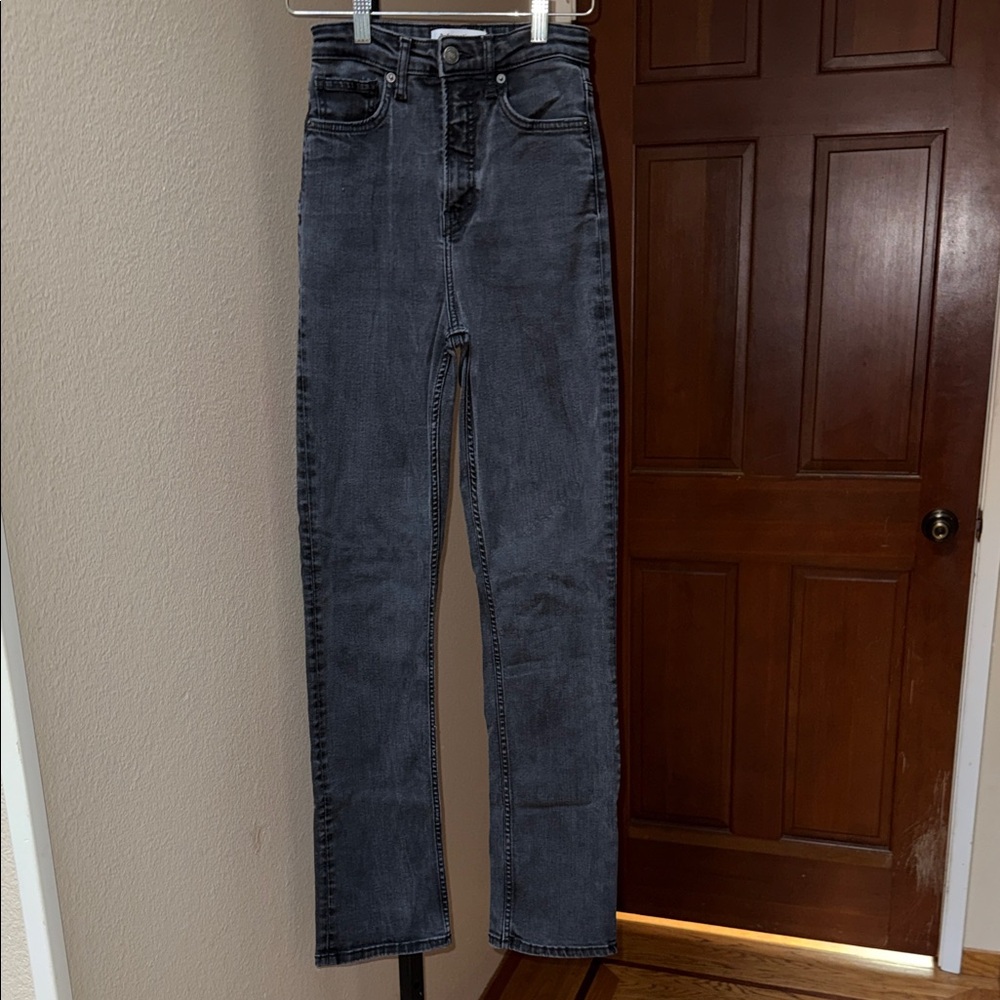 Reformation Wynn Ultra High Rise Slim Straight Jeans Black Women’s Size 25